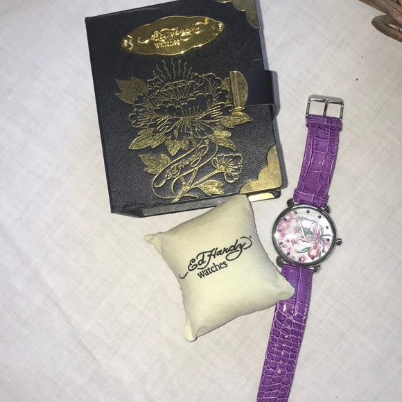 Ed Hardy Accessories - Ed Hardy soldout rare purple garden watch in box